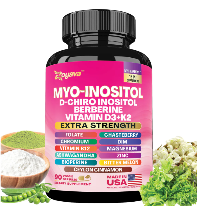 Myo-Inositol + D-Chiro Inositol + Berberina + Vitamina D3 + K2 – 90 Cápsulas